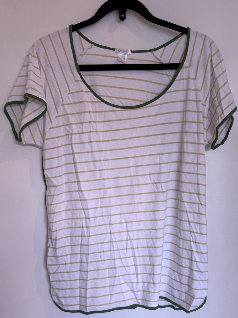 LAKE 100% Pima cotton green stripe pajama top
